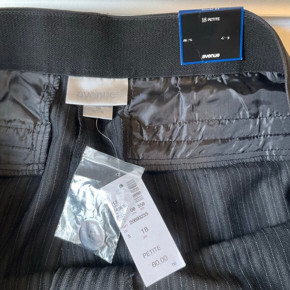 Avenue Women Formal Pants size 18 Petite Straight Leg Boot Cut Stripes Black - Picture 7 of 8